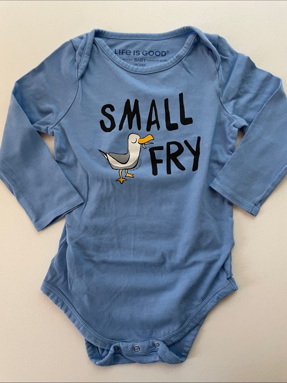 Small Fry Long-Sleeve Bodysuit in Light Blue by Life Is Good Baby
